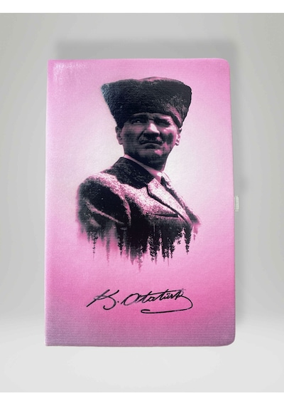 Atatürk Temalı Özel Tasarım Kapaklı Çizgili Defter 80 Yaprak Ajanda / Günlük Çok Renkli