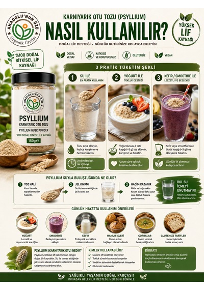 Karnıyarık Otu Tozu 150g - Psyllium Husk Powder-yüksek Lif Sindirim & Bağırsak Dostu Glutensiz Doğal Tokluk Desteği