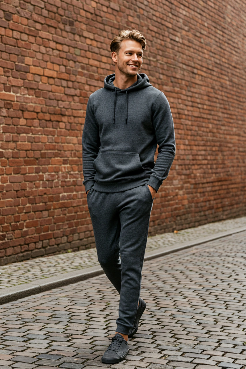Erkek Oversize %100 Pamuk Yüksek Kalite Erkek Kapüşonlu Sweatshirt Antasit