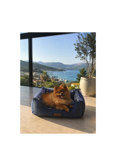 Premium Kedi Ve Köpek Yatağı Kafa Destekli Kaydırmaz Taban Yıkanabilir Fermuarlı Çift Taraflı Minder %100 Boncuk Elyaf Lacivert 1604777946