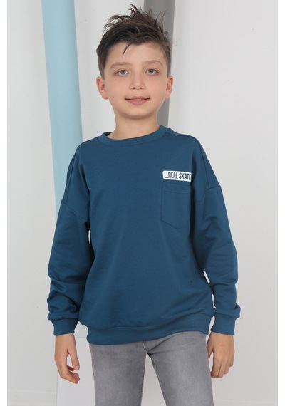 Toontoy Kids Toontoy Erkek Çocuk Baskılı Sweatshirt Petrol