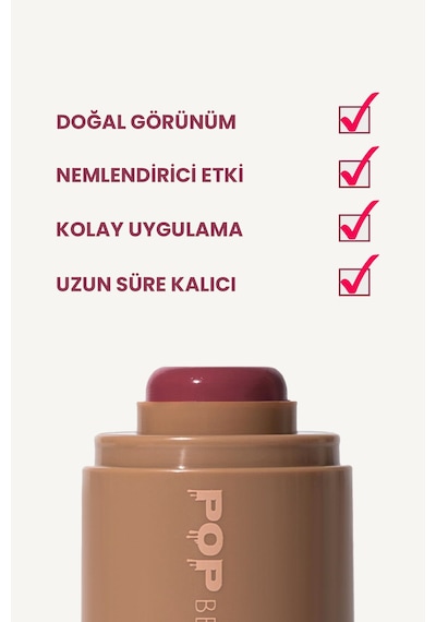 Pop Beauty Doğal Görünüm, Nemlendirici Etkili, Yanak Ve Dudak Renklendirici Stick Allık, Toasted Teddy 8684415590244 Pop1