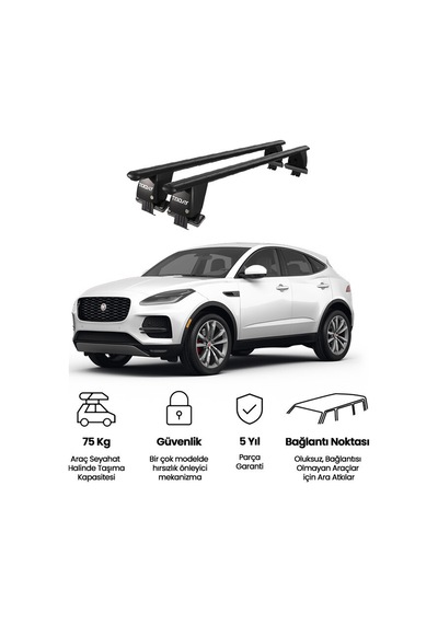 Royal Jaguar E-pace X540 2017 Ve Sonrası Uyumlu Siyah Ara Atkı Port Bagaj Tavan Barı