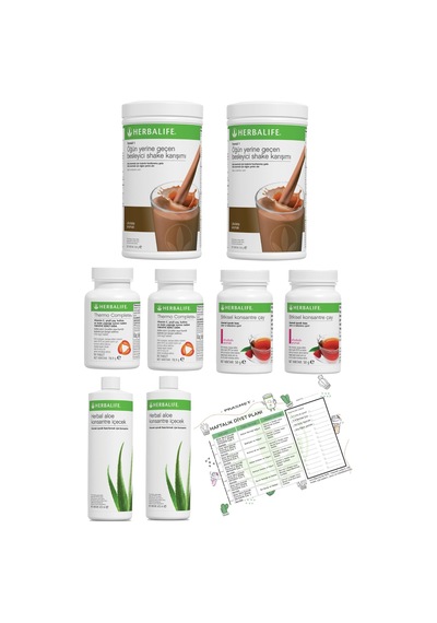 Herbalife 2'li Eko Set 2 Çikolata Shake 2 Ahududu Çay 2 Thermo 2 Aloe Vera Diyet Listesi Hediyeli