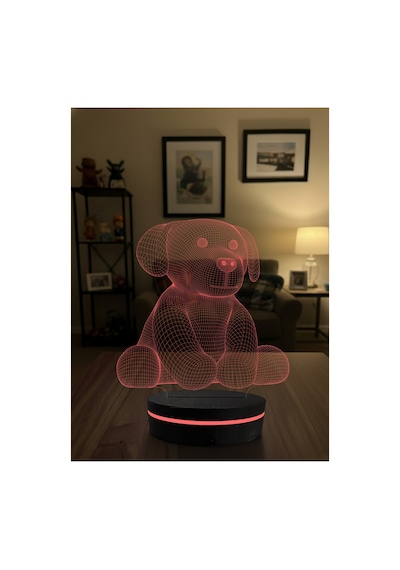 Sevgiliye Ve Çocuklara Hediye 3 Boyutlu Köpek Lamba - Rgb Led Dekoratif Aydınlatma Çok Renkli