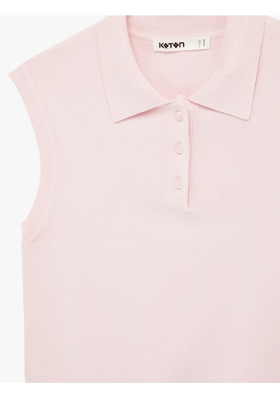Koton Kolsuz Düğmeli Polo Yaka Triko Bluz Pembe 6sak30005ht Gül