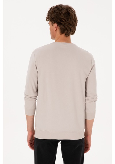 U.S. Polo Assn. Erkek Bisiklet Yaka Regular Fit Taş İnce Sweatshirt 50316315-VR049