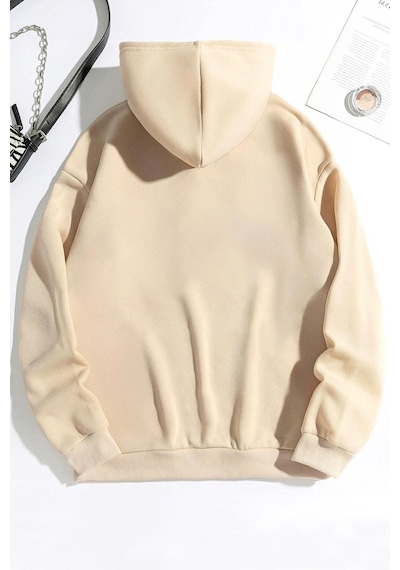 Uyguntarz Unisex Over Thinking Baskılı Sweatshirt Bej