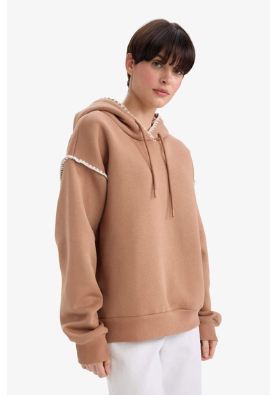 Defacto Overshirt Fit Kapüşonlu Sweatshirt G3318ax25aubn336 Kahve