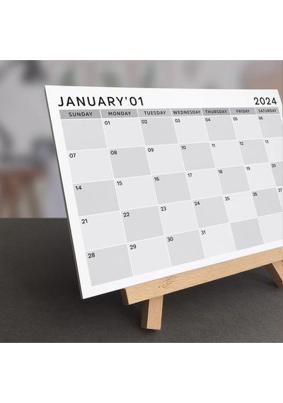 Amerikan Standardı 2027 Masa Takvimi Pazar Günü Başlangıç ,ahşap Şövale Takvim, Grinin Tonları 2027