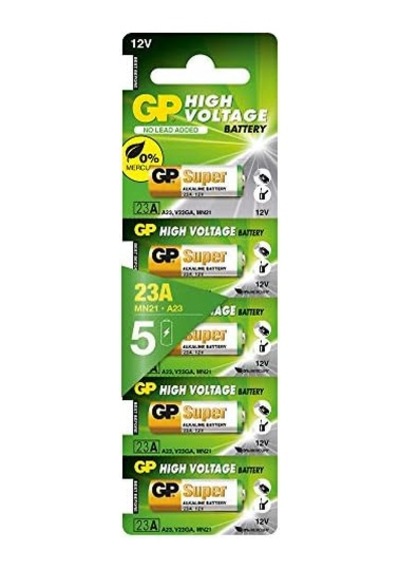 Gp Batteries Gp23a Süper Alkalin 23a/mn21/v23ga Boy Pil, 12 Volt, 5&apos Li Kart, Bakır/beyaz/yeşil