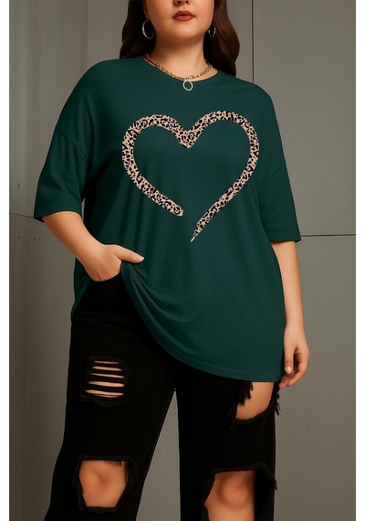 Love Kadın Büyük Beden Battal Baskılı Bisiklet Yaka Pamuklu T-shirt Rahat Kesim Unisex Sevgili Kombini Yesıl Love Kadın Büyük Beden Battal Baskılı Bisiklet Yaka Pamuklu T-shirt Rahat Kesim Unisex Sevgili Kombini Yesıl