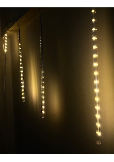 Sekizgen Led 8'li Günışığı Eklenebilir Meteor Yağmur Tüp Led Işık Dekoratif Ve Yılbaşı Aydınlatma Günışığı