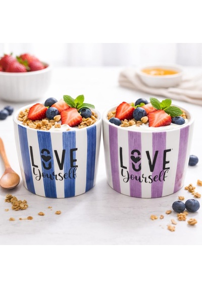 Arvale Love Yourself 4'lü Seramik Kase 8 Cm - Tatlı, Granola Ve Dondurma Sunum Kasesi Diğer