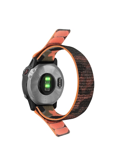Garmin Fenix 5x Kordon Hasır Kumaş Ultrafit Nylon Yedek Kayış Turuncu Siyah