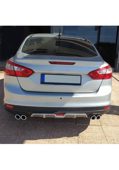 Oto H.i.t. Ford Focus 3 Uyumlu Body Kit Difüzör 4 Çıkış Gri Yuvarlak