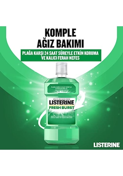 Listerine, Fresh Burst, Günlük Ağız Bakım Ürünü, Plak Oluşumu İle Savaşan Anti-bakteriyel Ağız Bakım Formülü, 250ml