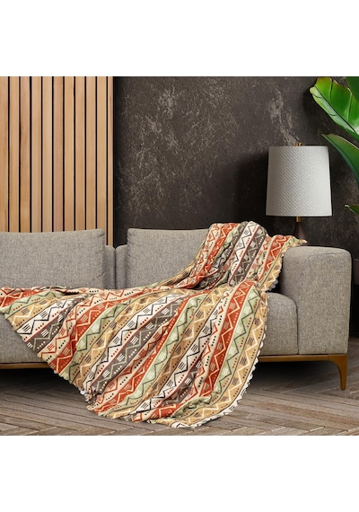 Latuda Concept Softmicro Boho Etnik Desenli Mikrofiber Koltuk Örtüsü Ve Tv Battaniyesi, Koltuk Şalı, Kaymaz 130x180 Diğer