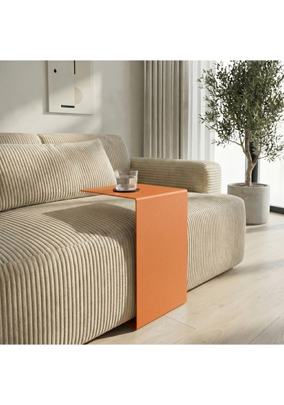 Metal Koltuk Üstü C Sehpa Modern Minimal Yan Sehpa Turuncu
