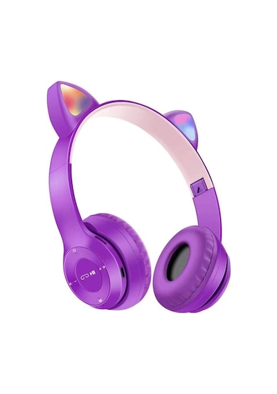 P47m Tws Kablosuz Kulaklık Bluetooth Kulaklık Katlanabilir Stereo Led Kedi Kulak Gürültü Önleyici Kulaklıklar Gençler Çocuklar İçin