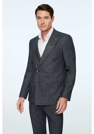 Morven Erkek Lacivert Keten Trend Çizgili Slim Fit Sivri Yaka Kruvaze Takım Elbise 26ys001004200 Lacivert Morven Erkek Lacivert Keten Trend Çizgili Slim Fit Sivri Yaka Kruvaze Takım Elbise 26ys001004200 Lacivert