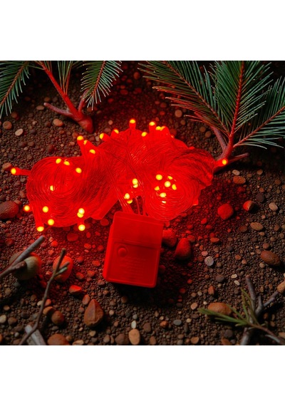 10m 100 Led Damla Uçlu Kırmızı Işık Şeffaf Kablo Mz-17-5 Çok Renkli