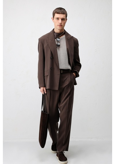 Antioch Modal Karışımlı Relaxed Fit Erkek Blazer Ceket Kahve