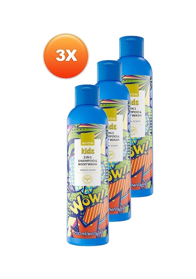 Avon Kids Wow 2'si 1 Arada Saç Ve Vücut Çocuk Şampuanı 3 x 200 ML
