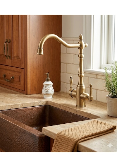 Lpd Se Borulu Arıtmalı Mutfak Evi Ye Lavabo Bataryası Gold