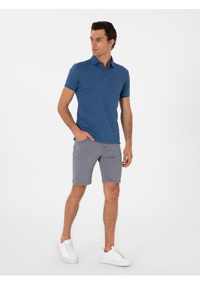 İndigo Slim Fit %100 Pamuk Polo Yaka T-shirt Mavi