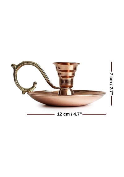 Turna Bakır Elit Mumluk & El Şamdanı Kendinden Iğneli Mum Hediyeli Kırmızı Turna2619-1 Çok Renkli