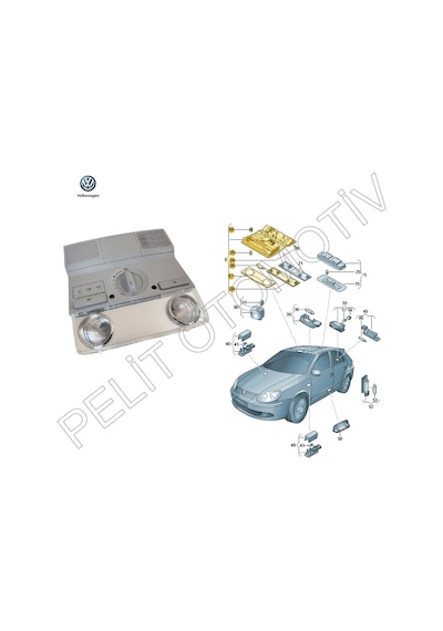 Golf 2004-2013 Ön Tavan Lambası Sunrooflu 1k0947106e