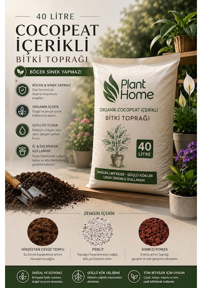 40 Litre Cocopeat İçerikli Bitki Toprağı Perlit & Kırmızı Pomza İçeren Saksı Ve Bahçe Toprağı Diğer