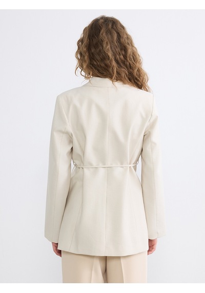 Lcw Modest Bej Kuşaklı Yaka Kadın Blazer Ceket