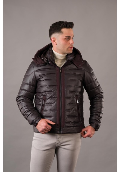 Regular Fit Kapşonlu Astarlı Kapitone Erkek Mont 001