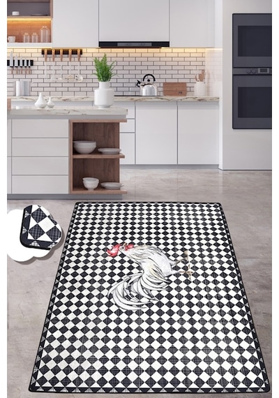 Rooster Djt 80X120 Cm Mutfak Halısı Yıkanabilir Kaymaz