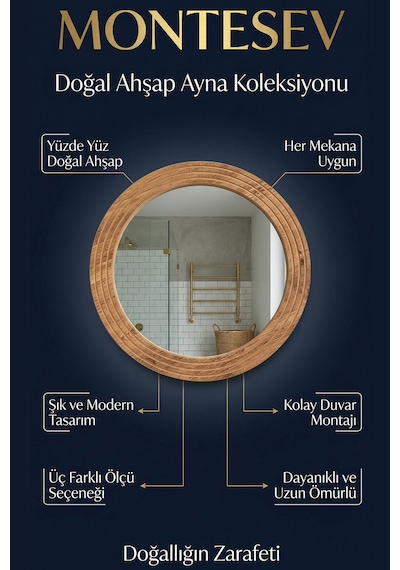 Antik Ahşap Oval Dekoratif Ayna Dresuar Boy Koridor Konsol Aynası Banyo Oda Lavabo Wc Mutfak Makyaj Aynası Yn-108 Atlantik Çam