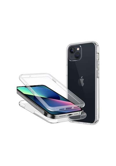 Teknomoda Apple Uyumlu iPhone 14 Kılıf 360 Şeffaf Ön Arka Korumalı Şeffaf Silikon