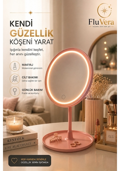 Led Işıklı Makyaj Aynası Masaüstü Dokunmatik Aydınlatmalı Güzellik Ve Cilt Bakım Aynası Pembe Ayarlanabilir Başlık Geniş Taban Usb-c Şarjlı Pembe Led Işıklı Makyaj Aynası Masaüstü Dokunmatik Aydınlatmalı Güzellik Ve Cilt Bakım Aynası Pembe Ayarlanabilir Başlık Geniş Taban Usb-c Şarjlı Pembe