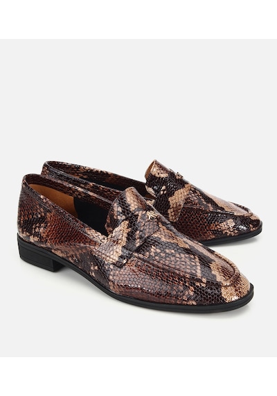 Hotiç Kadın Deri Gold Yılan Baskılı Klasik Loafer -