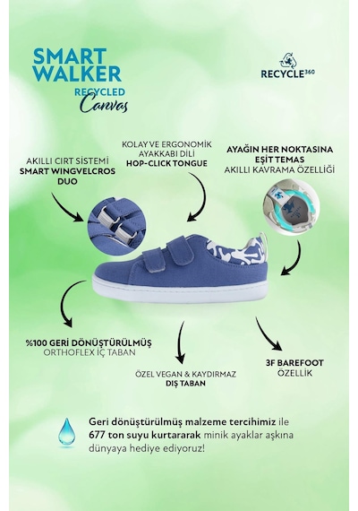 Smart Walker  Canvas Play Eco Menekşe Barefoot Çocuk Ayakkabı