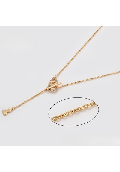 Zirkon Taşlı Su Kabağı Motifli Yaka Sallantılı 18 Ayar Altın Kaplama Kadın Kolye Gold