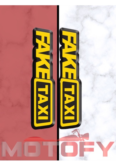 Fake Taxı Tasarımlı Ön Maşa 3d Kabartmalı 2'li Damla Sticker 9x2 Cm