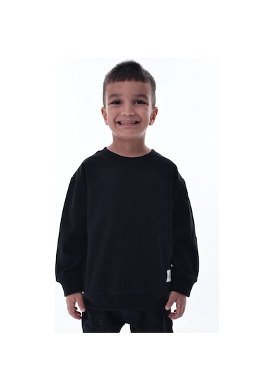 Erkek Çocuk Siyah Sweatshirt %100 Pamuk 12 Ay 5 Yaş Rahat Kalıp Basic Günlük Üst Siyah