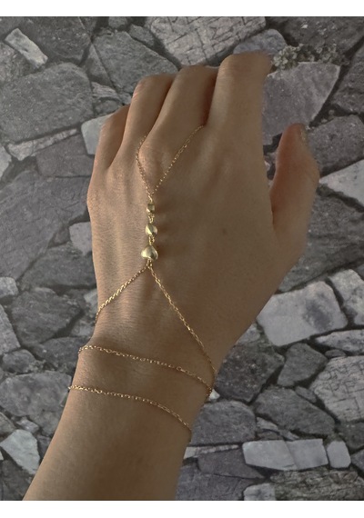 Şık 3 Sıra Kalp Model Gümüş Şahmeran Bileklik Taşsız - Rose Gold