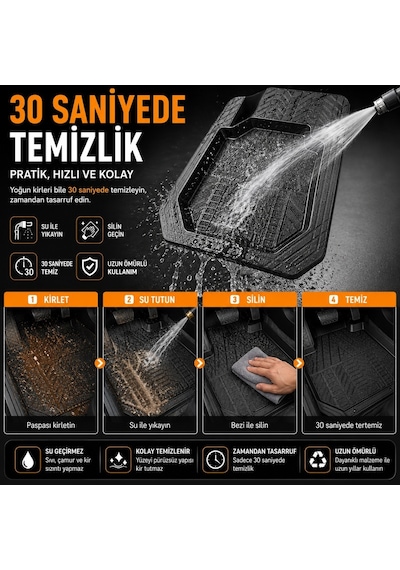Wöbermann 4D Havuzlu Oto Paspas Tüm Araçlara Uygun Universal 5 Parça