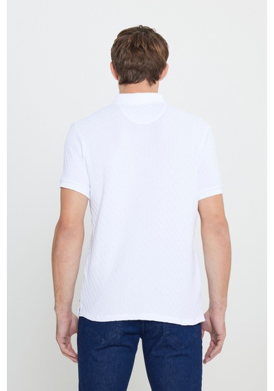 AC&Co / Altınyıldız Classics Erkek Beyaz Slim Fit Dar Kesim Polo Yaka Jakarlı Tişört Beyaz AC&Co / Altınyıldız Classics Erkek Beyaz Slim Fit Dar Kesim Polo Yaka Jakarlı Tişört Beyaz