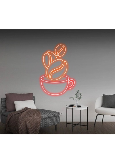 Kahve Fincanı Şekilli Neon Tabela Kırmızı