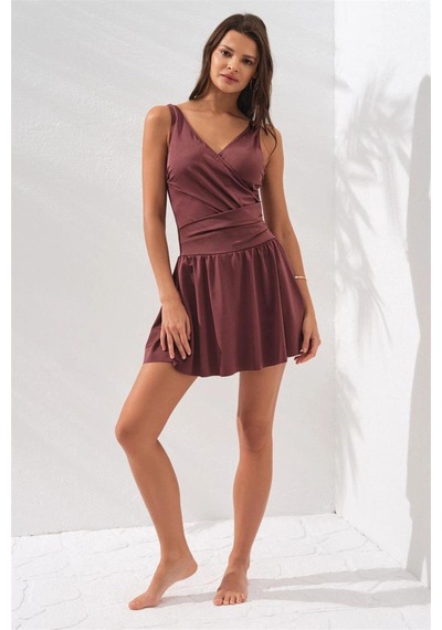 Pierre Cardin 231130 Lena Kruvaze Formlu Şortlu Elbise Mayo Çok Renkli