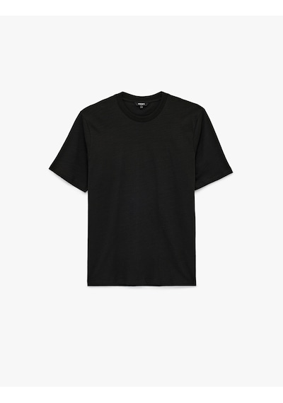 Koton Regular Fit Kısa Kollu Pamuklu Basic Bisiklet Yaka Tişört Siyah 6sam10037mk Siyah